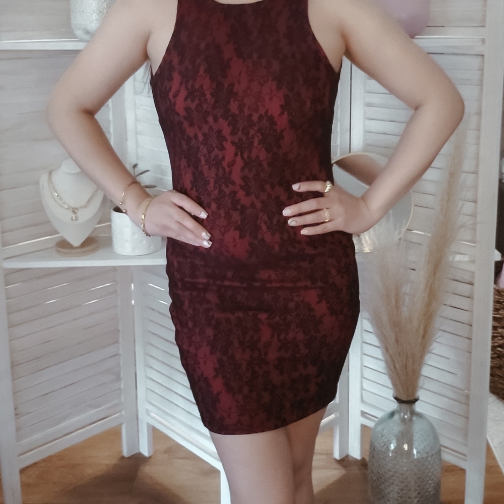 Red mini dress